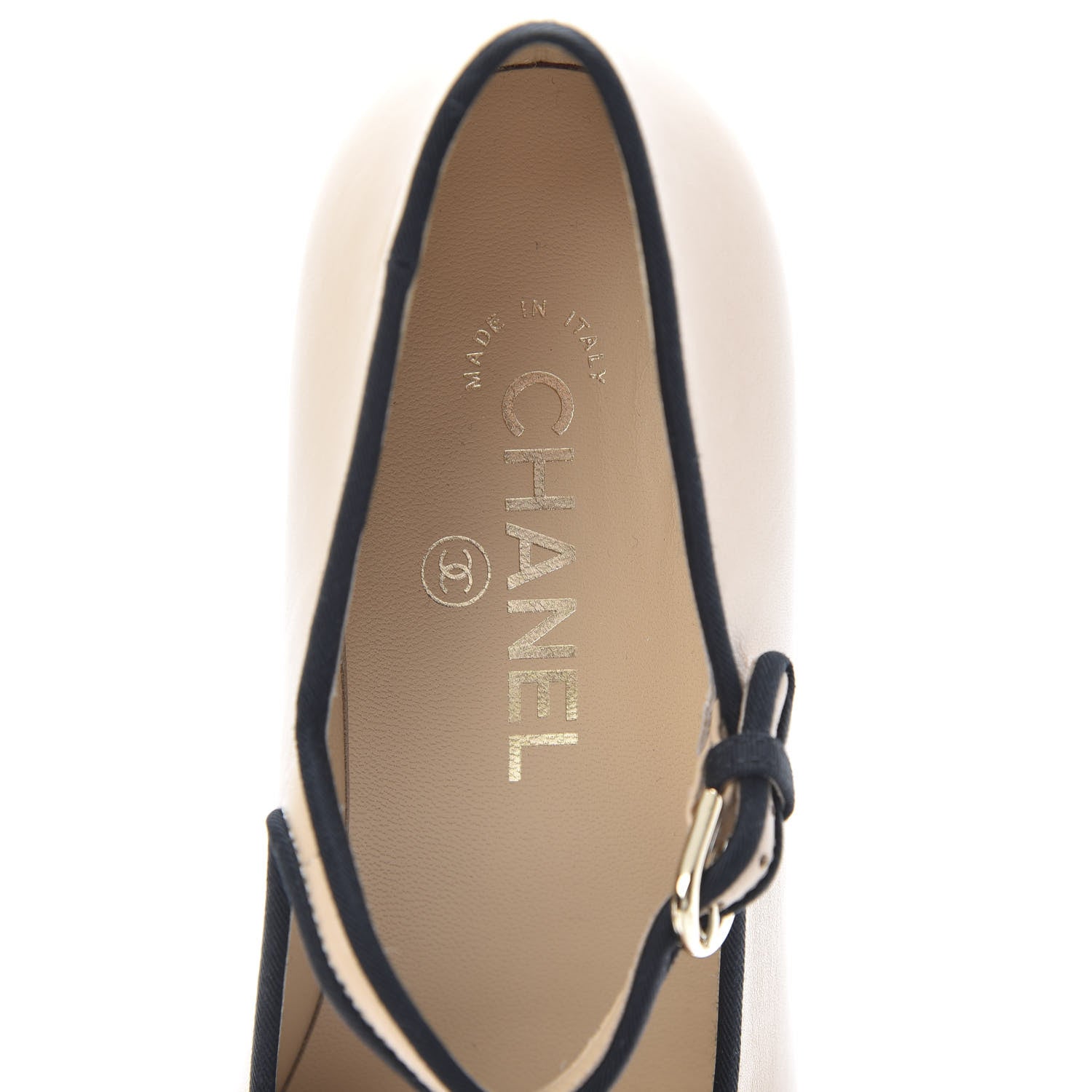 Chanel Lambskin Grosgrain Cap Toe Pumps 38.5 Beige Black 6 of 10
