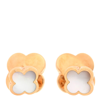 Van Cleef & Arpels 18K Yellow Gold Mother of Pearl Pure Alhambra Cufflinks 3 of 4