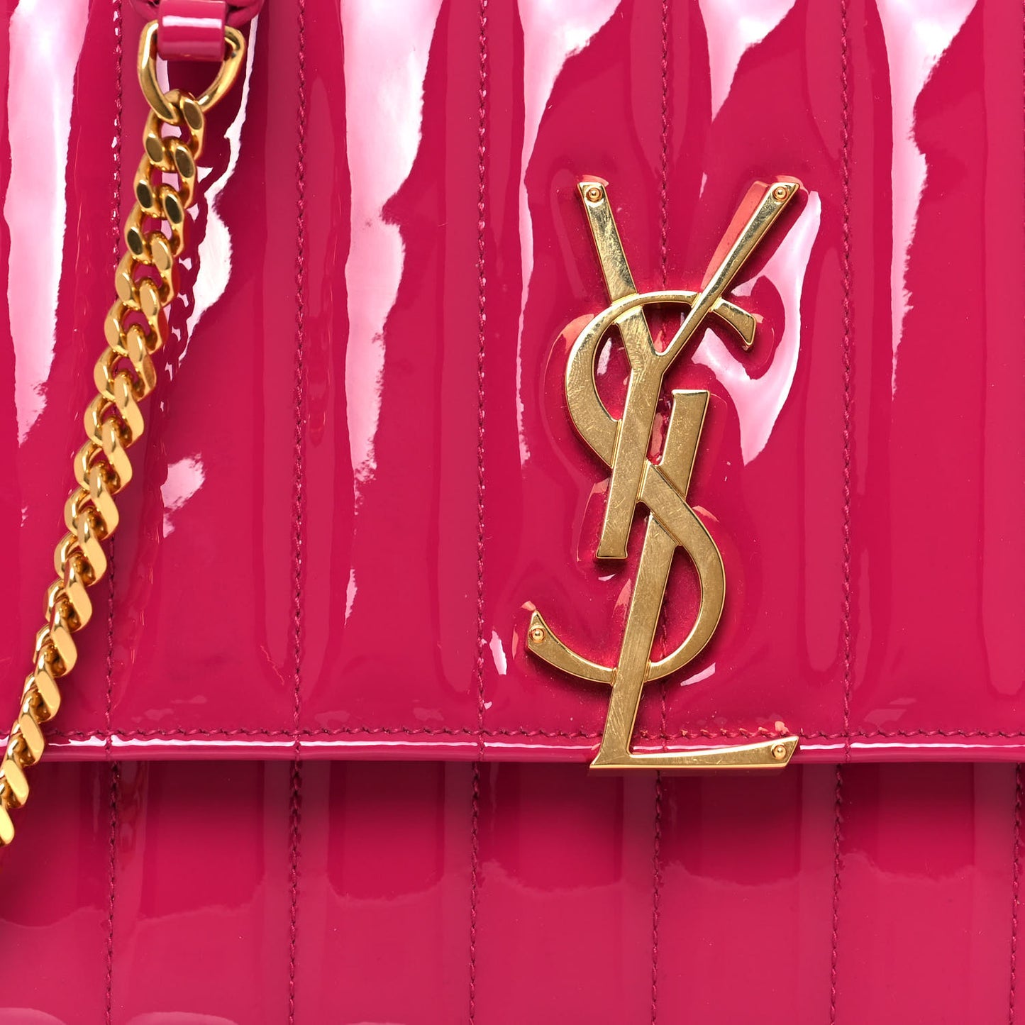 Patent Matelasse Monogram Small Vicky Chain Bag Bubblegum