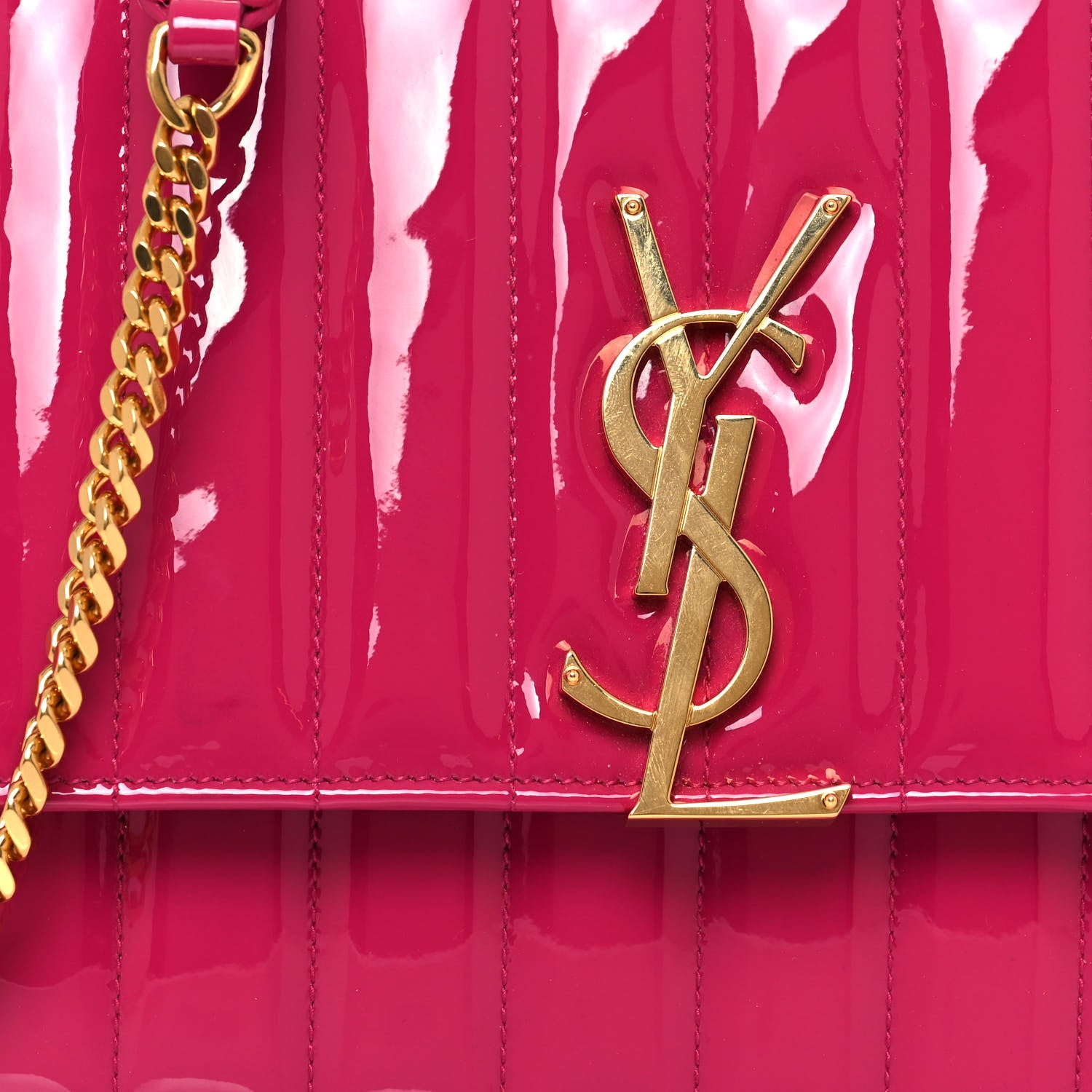 Saint Laurent Patent Matelasse Monogram Small Vicky Chain Bag Bubblegum 7 of 12