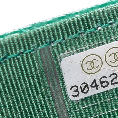 Chanel Caviar Quilted Flap Card Holder Wallet Green 8 of 10