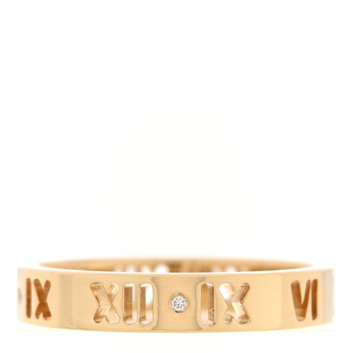 Tiffany 18K Yellow Gold Diamond Narrow Atlas Pierced Ring 53 6.5 1 of 5