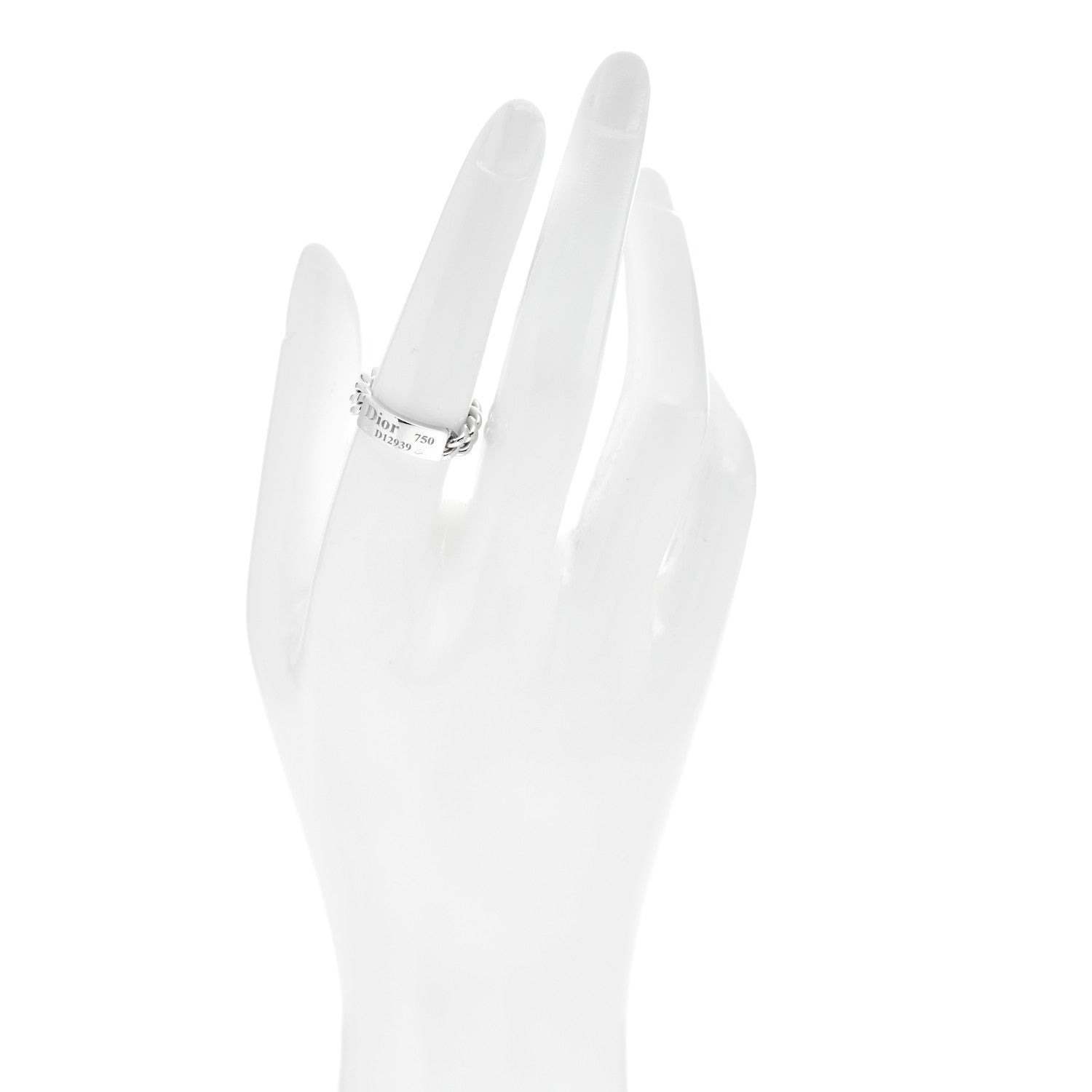 Christian Dior 18K White Gold Gourmette Ring 53 6.5 2 of 4