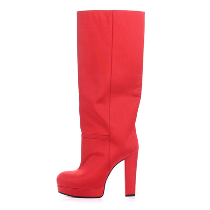 Gucci Twill Larius Knee High Boots 39 Heron Red 1 of 9