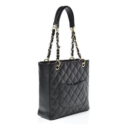 Chanel Caviar Quilted Petit Shopping Tote PST Black 2 of 10