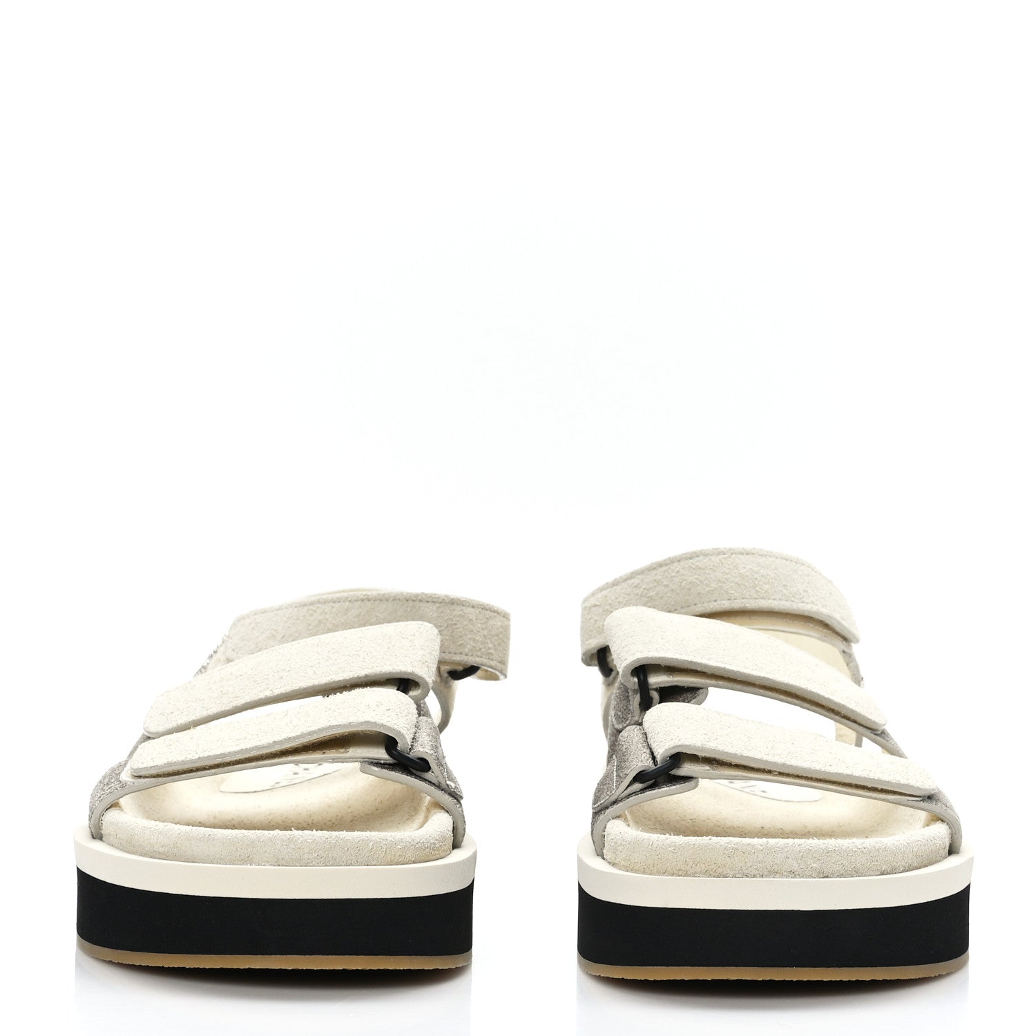 Chanel Suede Calfskin Velcro Flat Sandals 39 Ivory Dark Beige 2 of 8