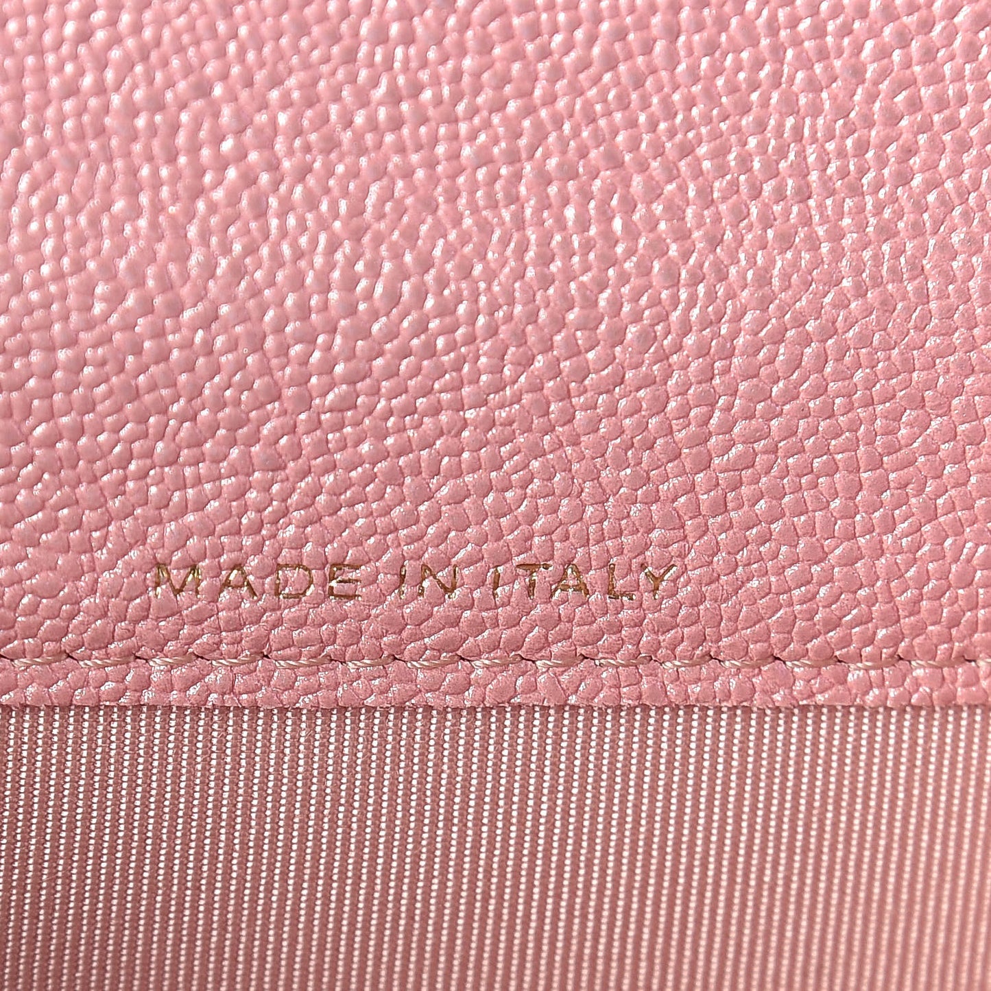 Iridescent Caviar Quilted Flap Card Holder Rose Pink