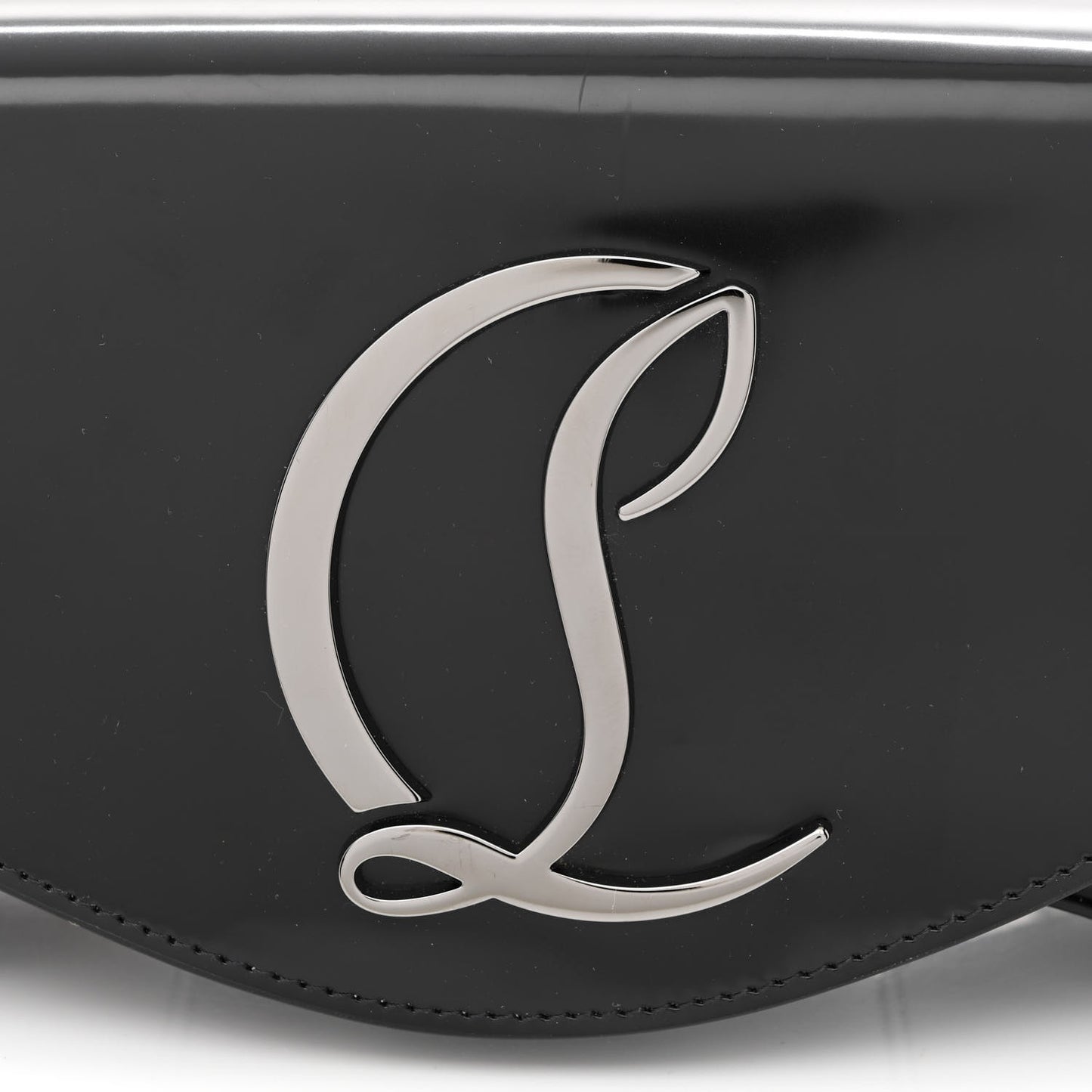 Patent Calfskin Large Loubi54 Crossbody Clutch Black