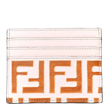 Fendi Vitello Soft Bi-Color FF 1974 Embossed Card Holder Camelia Saddler 1 of 4