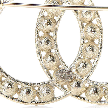 Chanel Crystal CC Brooch Light Gold 4 of 5