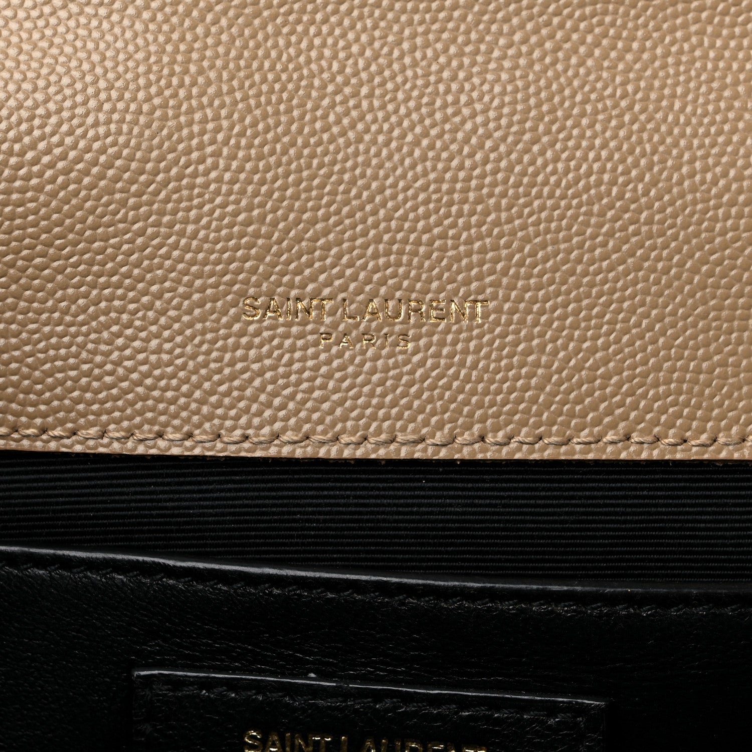 Saint Laurent Grain De Poudre Textured Mixed Matelasse Medium Triquilt Monogram Satchel Natural Tan 7 of 18
