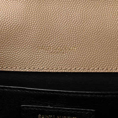 Saint Laurent Grain De Poudre Textured Mixed Matelasse Medium Triquilt Monogram Satchel Natural Tan 7 of 18
