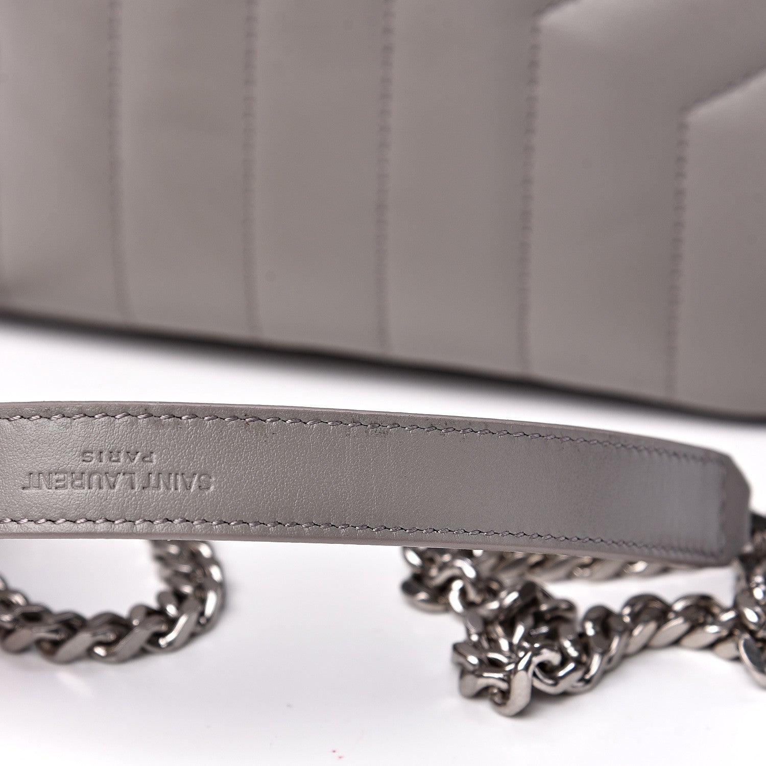 Saint Laurent Calfskin Y Quilted Monogram Small Loulou Bowling Bag Light Grey 8 of 8