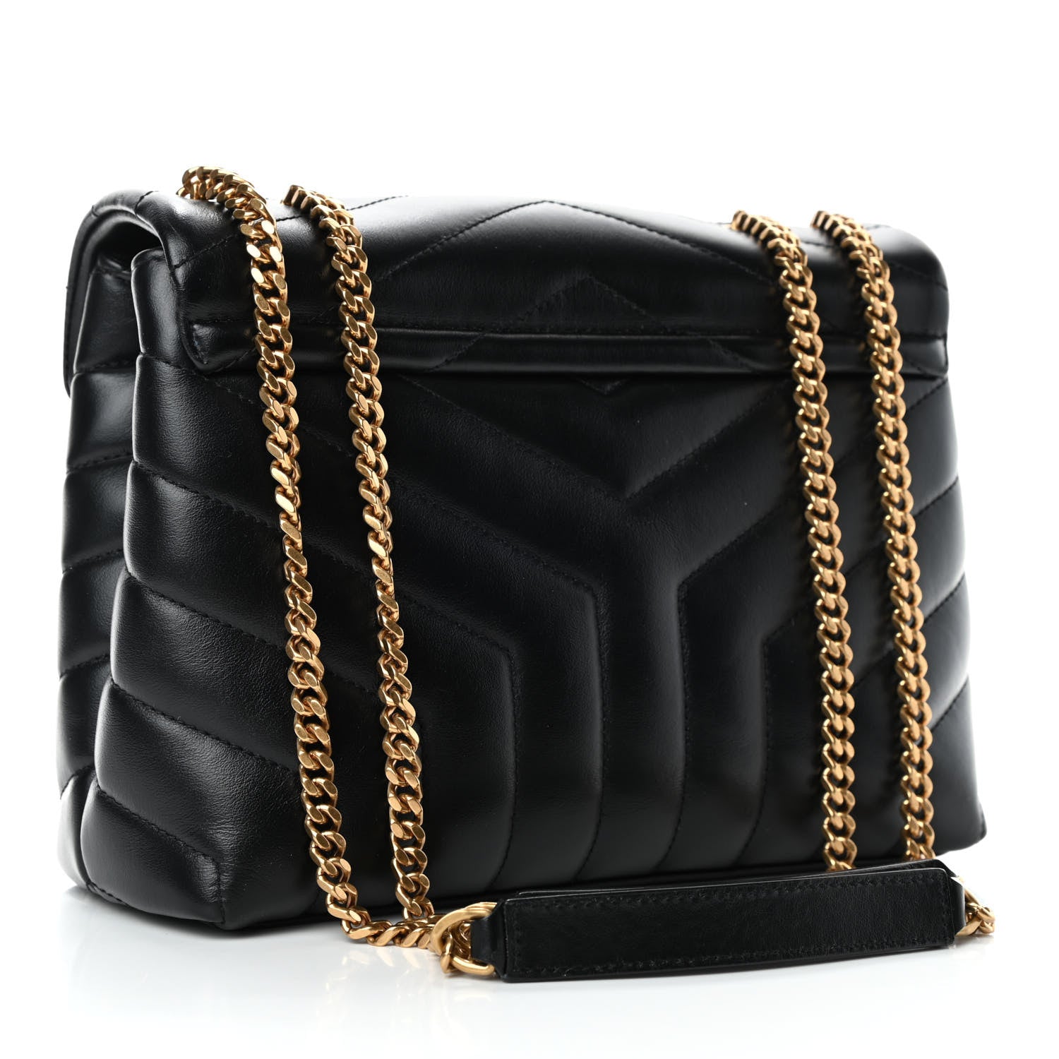 Saint Laurent Calfskin Y Quilted Monogram Small Loulou Chain Satchel Black 2 of 4
