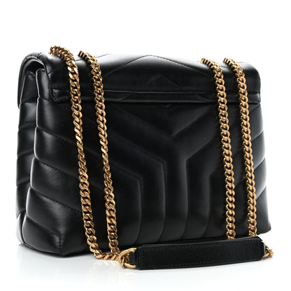 Saint Laurent Calfskin Y Quilted Monogram Small Loulou Chain Satchel Black 2 of 4