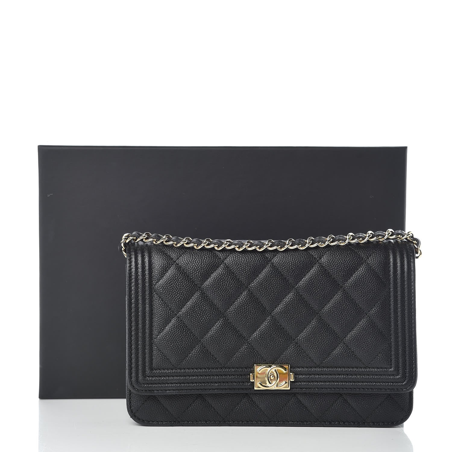 Chanel Caviar Quilted Boy Wallet On Chain WOC Black 13 of 13