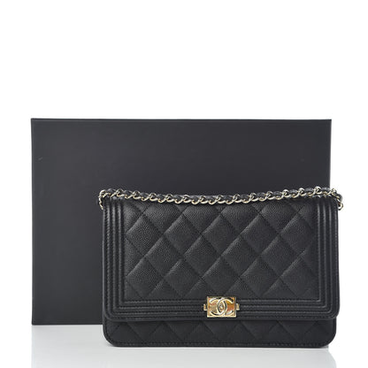 Chanel Caviar Quilted Boy Wallet On Chain WOC Black 13 of 13