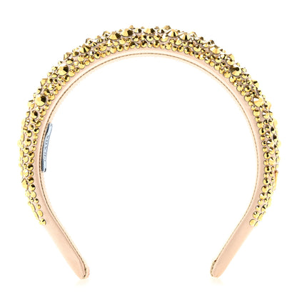 Prada Satin Crystal Embellished Headband Platino 1 of 5