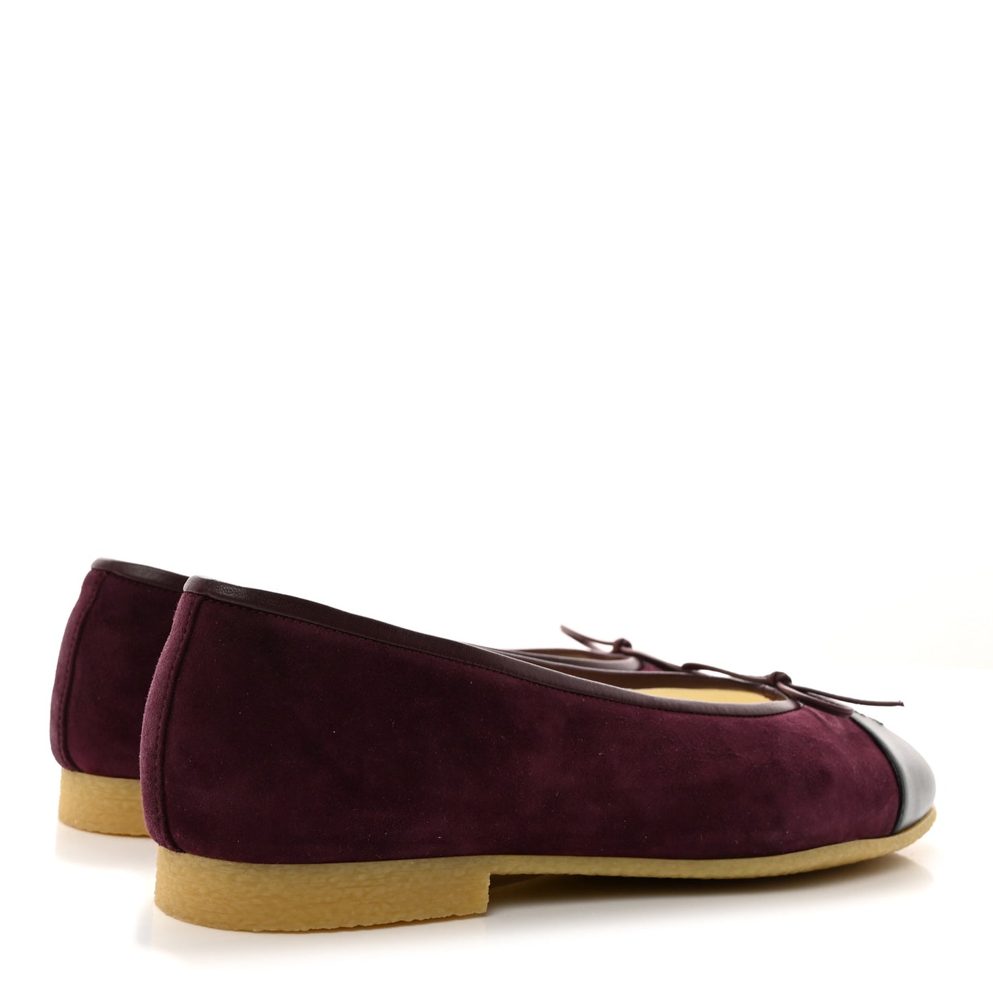 Suede Kidskin Lambskin Cap Toe CC Ballerina Flats 39.5 Burgundy Black