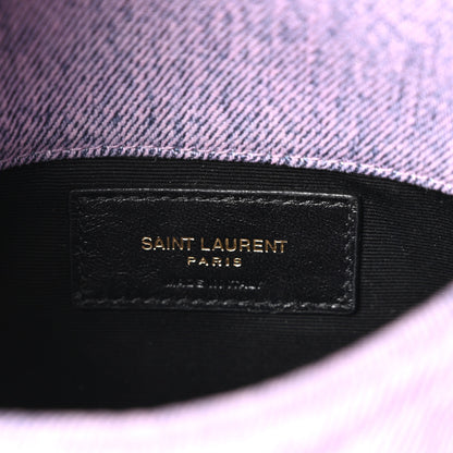 Saint Laurent Denim Quilted Loulou Puffer Monogram Pouch Clutch Bleached Lilac 7 of 12