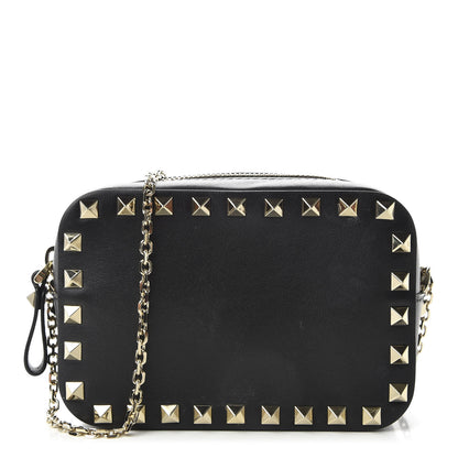Valentino Garavani Calfskin Small Rockstud Chain Camera Crossbody Bag Black 1 of 9