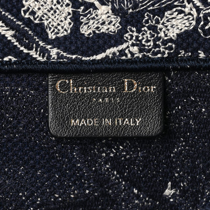 Christian Dior Canvas Embroidered Large Dioriviera Toile De Jouy Reverse Book Tote Blue 6 of 11