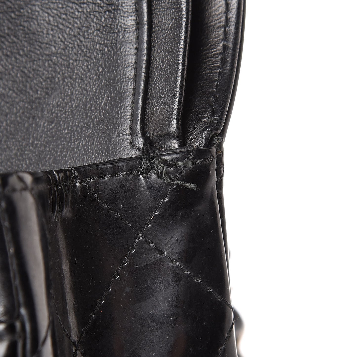 Patent Quilted Medium Double Flap Black