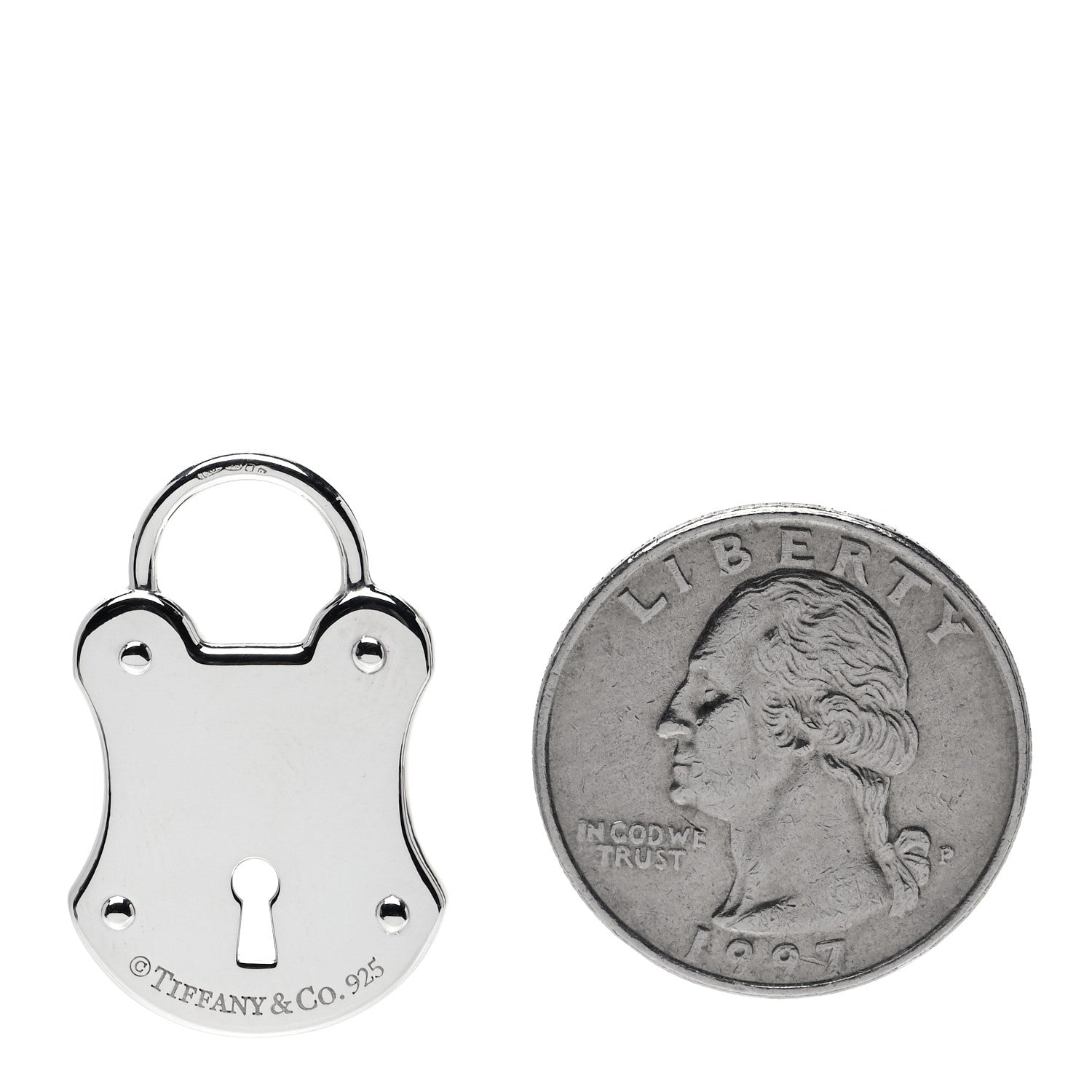 Tiffany Sterling Silver Diamond Lock Pendant 2 of 2