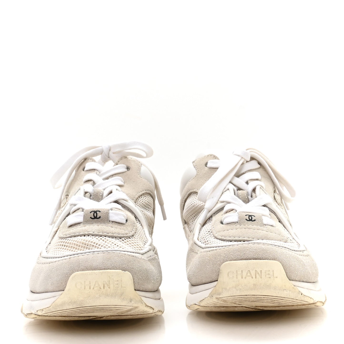 Suede Calfskin Fabric CC Sneakers 37.5 White