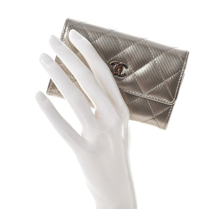 Chanel Striated Patent Quilted Card Holder Beige 2 of 9