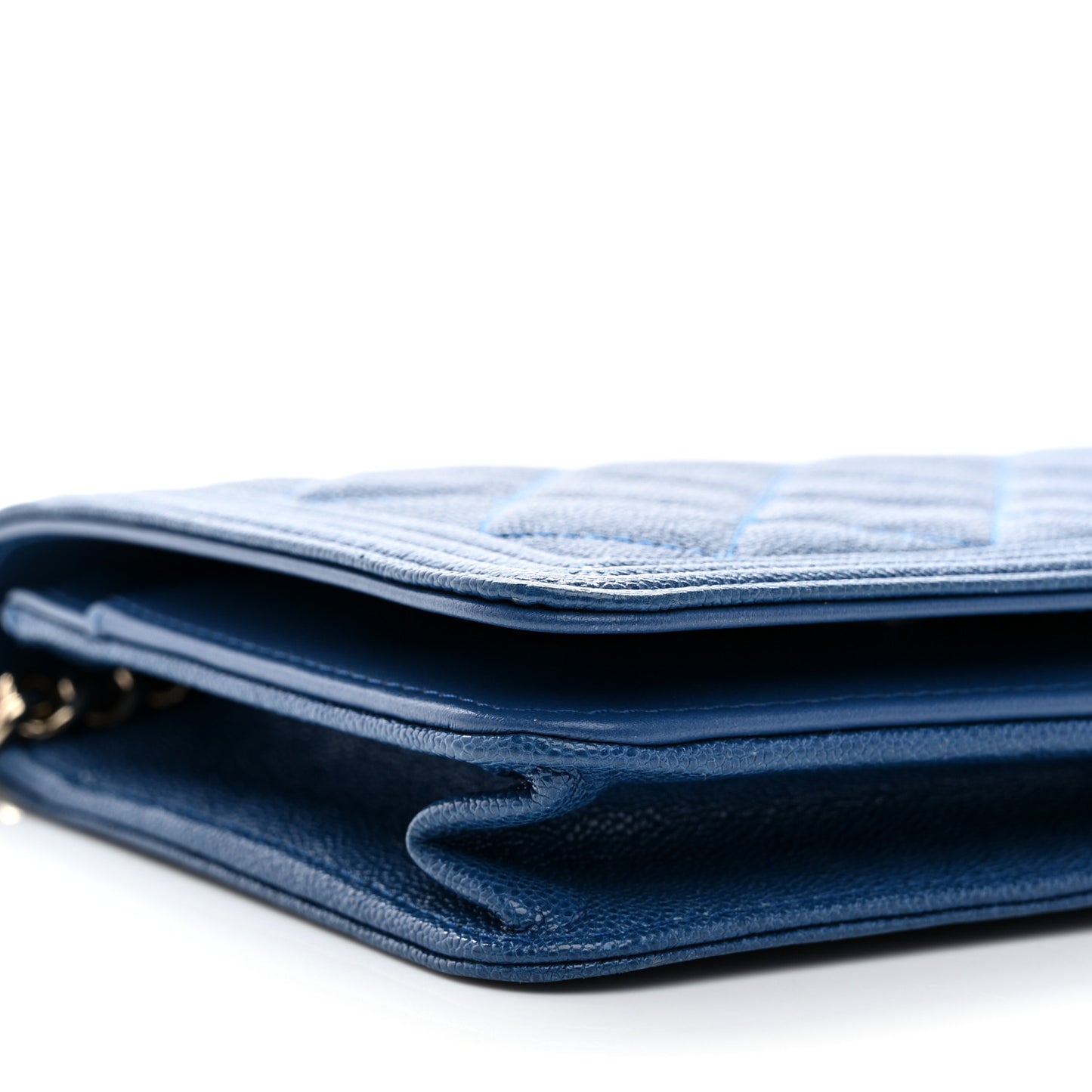 Caviar Quilted Boy Wallet On Chain WOC Blue