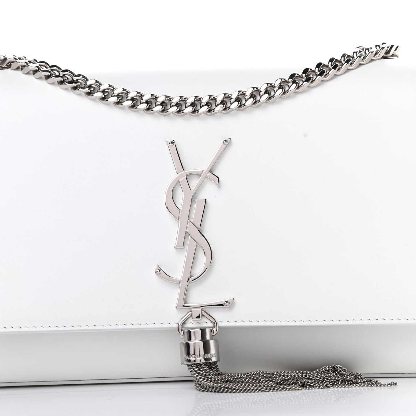 Smooth Calfskin Small Classic Monogram Kate Tassel Satchel Optical White