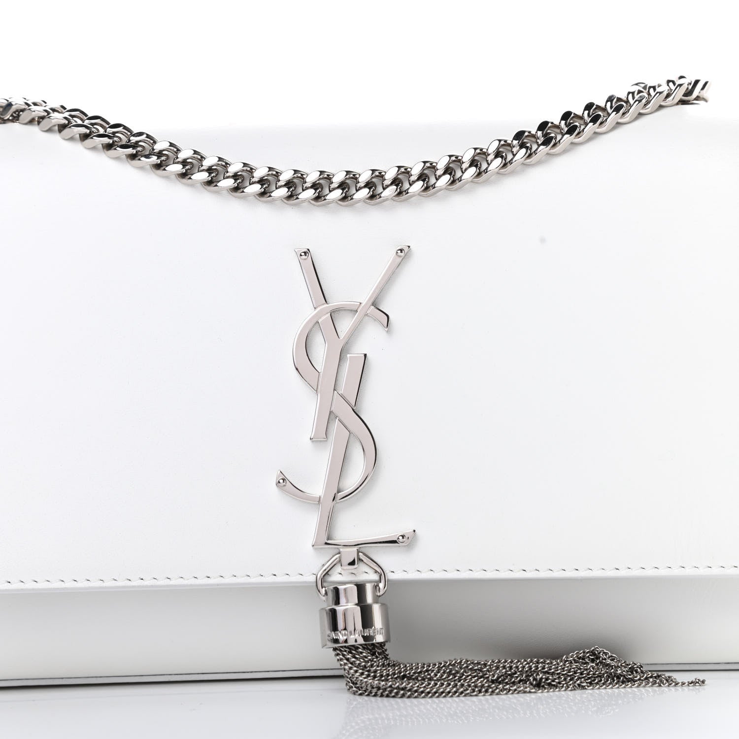 Saint Laurent Smooth Calfskin Small Classic Monogram Kate Tassel Satchel Optical White 8 of 16