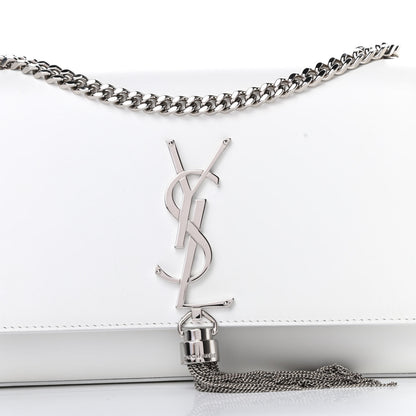 Saint Laurent Smooth Calfskin Small Classic Monogram Kate Tassel Satchel Optical White 8 of 16