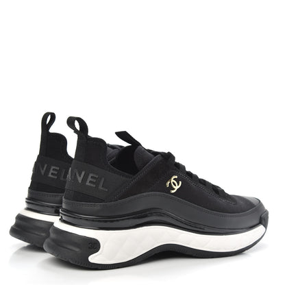Chanel Velvet Calfskin Mixed Fibers CC Sneakers 37.5 Black 4 of 8