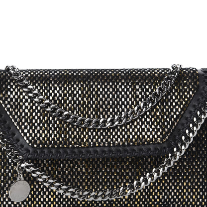 Stella McCartney Metallic Woven Raffia Falabella Mini Crossbody Black Gold 9 of 9