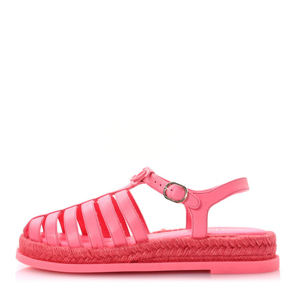 Chanel Lambskin Espadrille Sandals 39 Coral 1 of 10