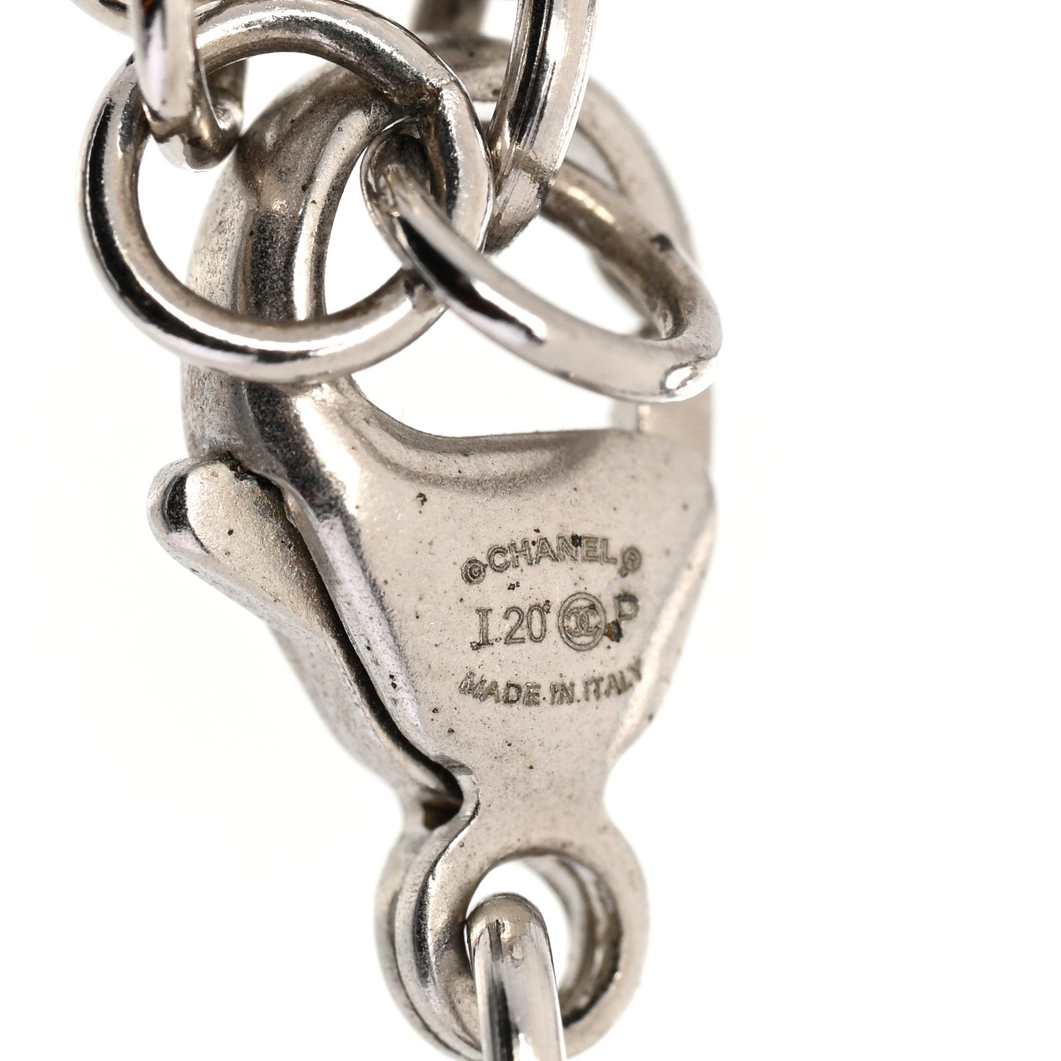 Chanel Crystal Pearl Camellia CC Coco Flapper Bracelet Silver 4 of 5