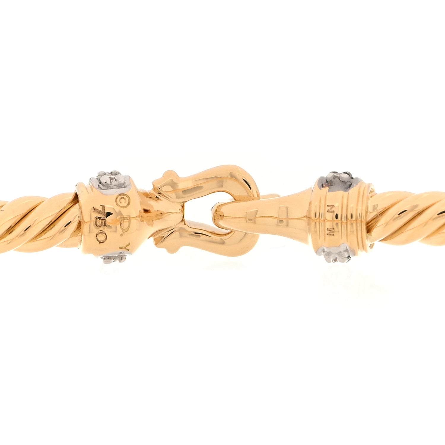 David Yurman 18K Yellow Gold Diamond 2.6mm Cable Collectibles Buckle Bracelet 3 of 4