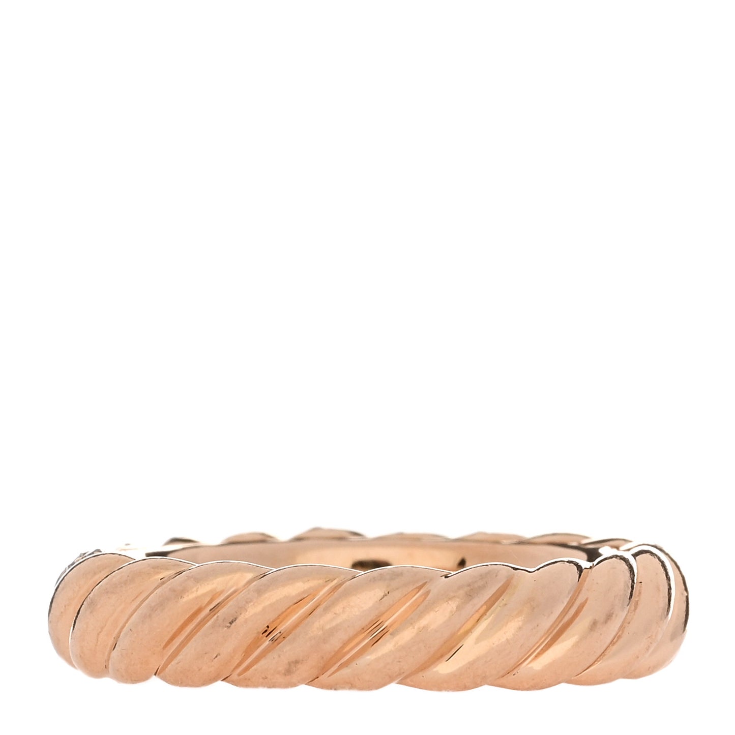 18K Rose Gold Diamond 4.6mm Sculpted Cable Band Ring 53 6.5