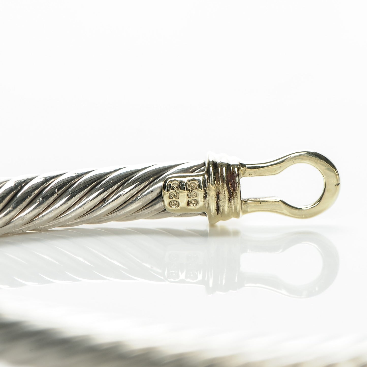 Sterling Silver 14K Yellow Gold 5mm Cable Classic Buckle Bracelet