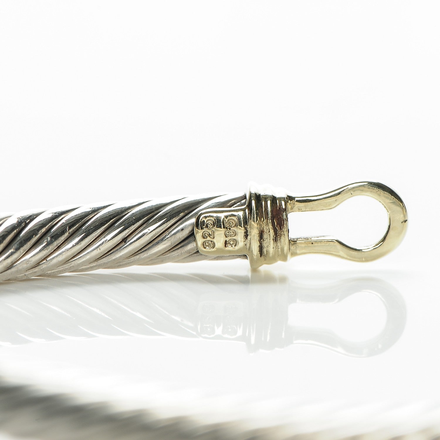 David Yurman Sterling Silver 14K Yellow Gold 5mm Cable Classic Buckle Bracelet 4 of 4