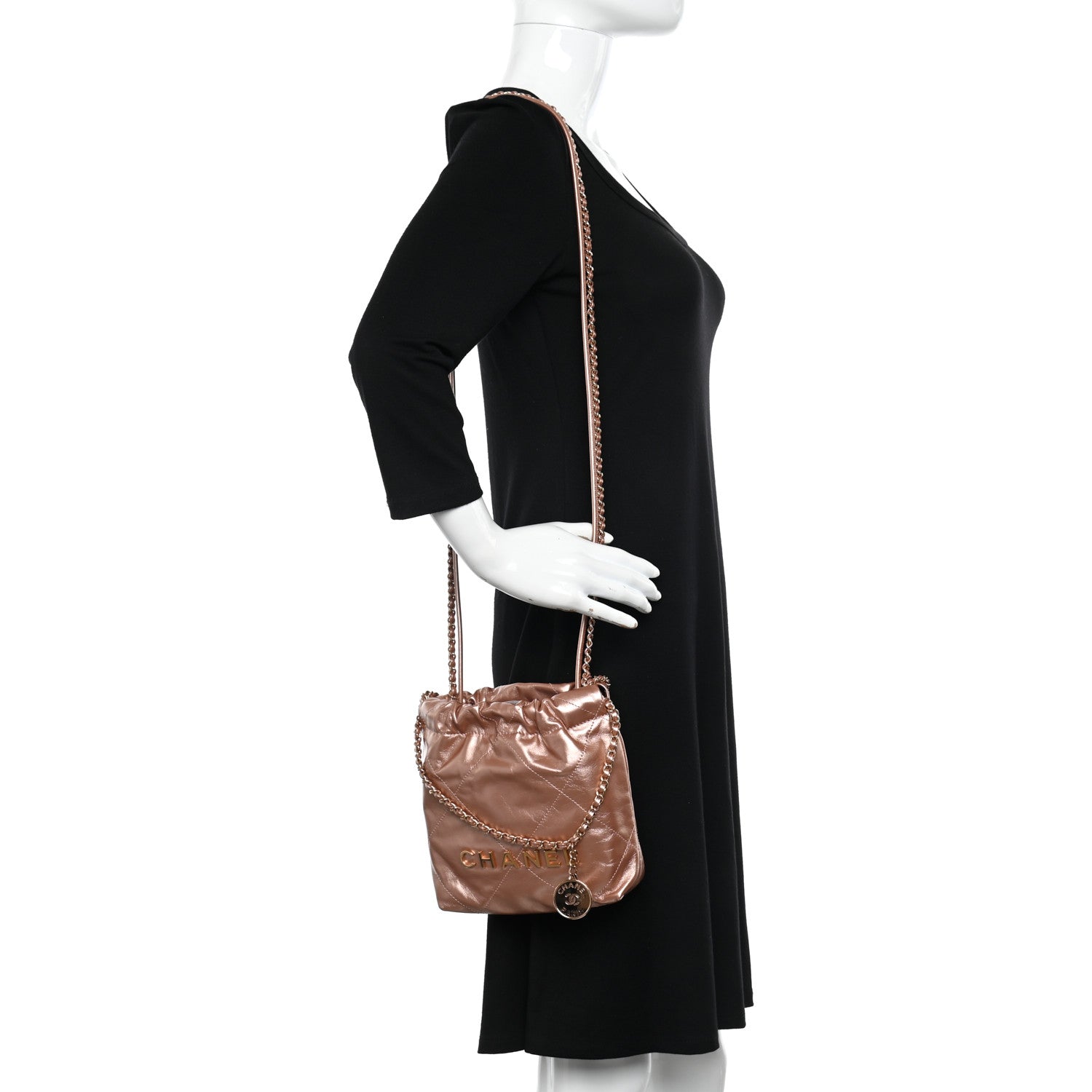 Chanel Metallic Calfskin Quilted Mini Chanel 22 Copper 2 of 11