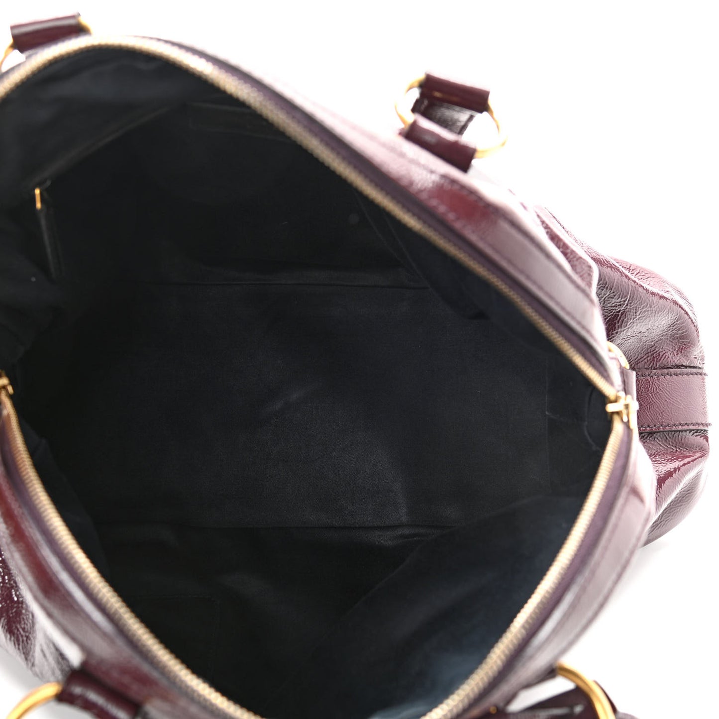 Patent Calfskin Large Muse Eggplant