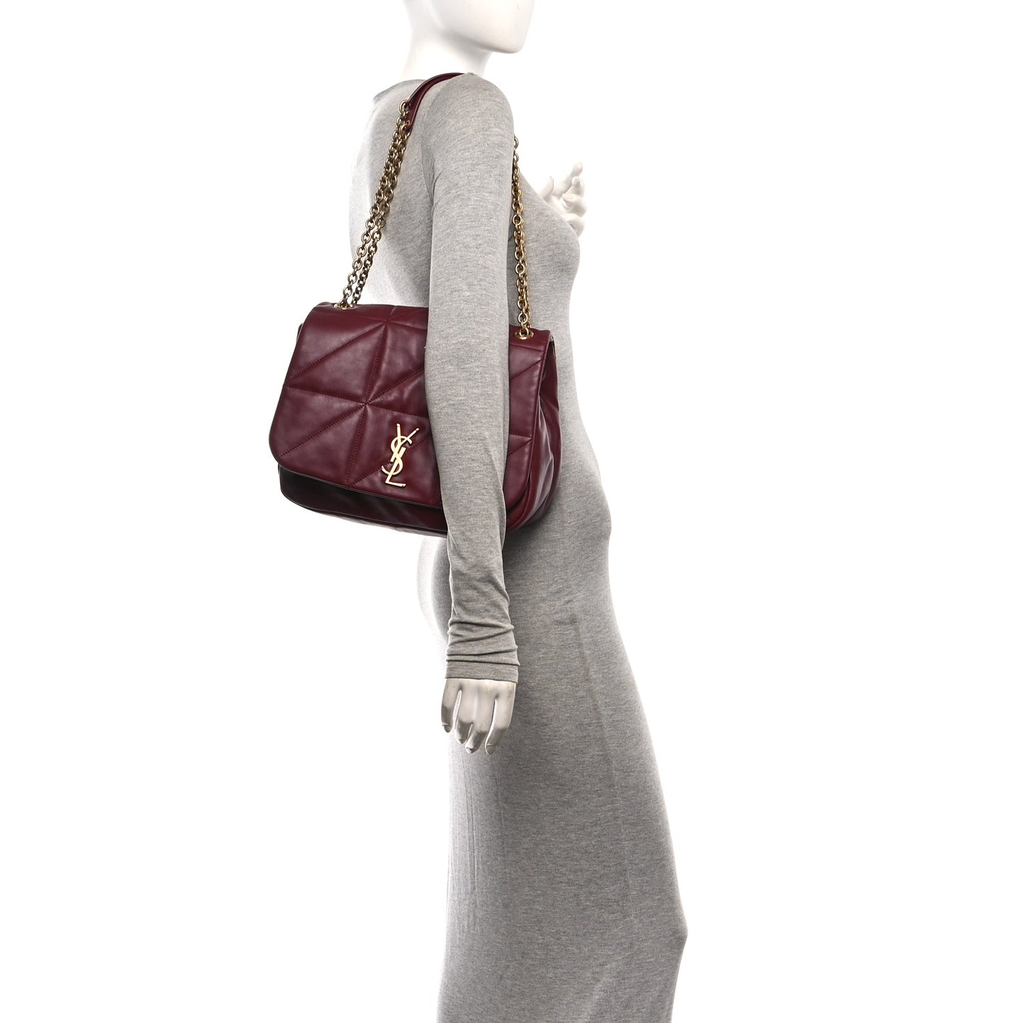 Lambskin Matelasse Monogram Medium Jamie 4.3 New Dark Bordeaux