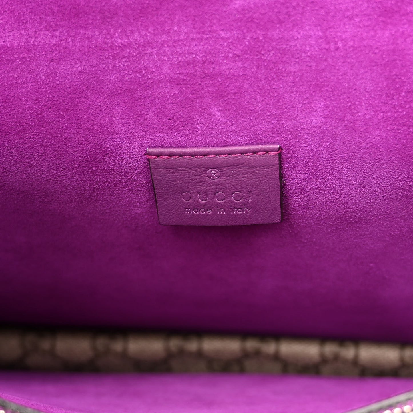 GG Supreme Monogram Bird Embroidered Medium Dionysus Shoulder Bag Purple
