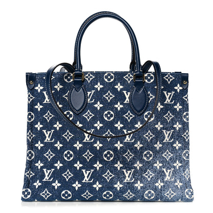 Louis Vuitton Monogram Jacquard Denim Onthego MM Bleu 1 of 9