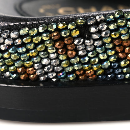 Chanel Grained Calfskin Crystal Velcro Dad Sandals 36.5 Black Multicolor 10 of 11