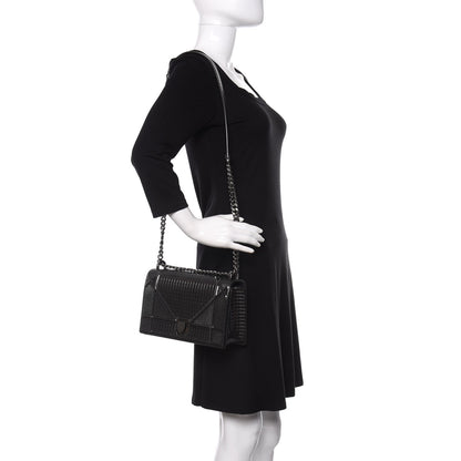 Christian Dior Metallic Patent Micro-Cannage Medium Diorama Flap Bag Onyx Black 2 of 12