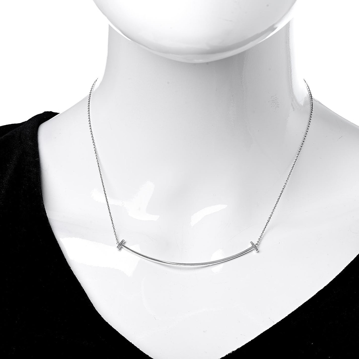 Sterling Silver Large T Smile Pendant Necklace